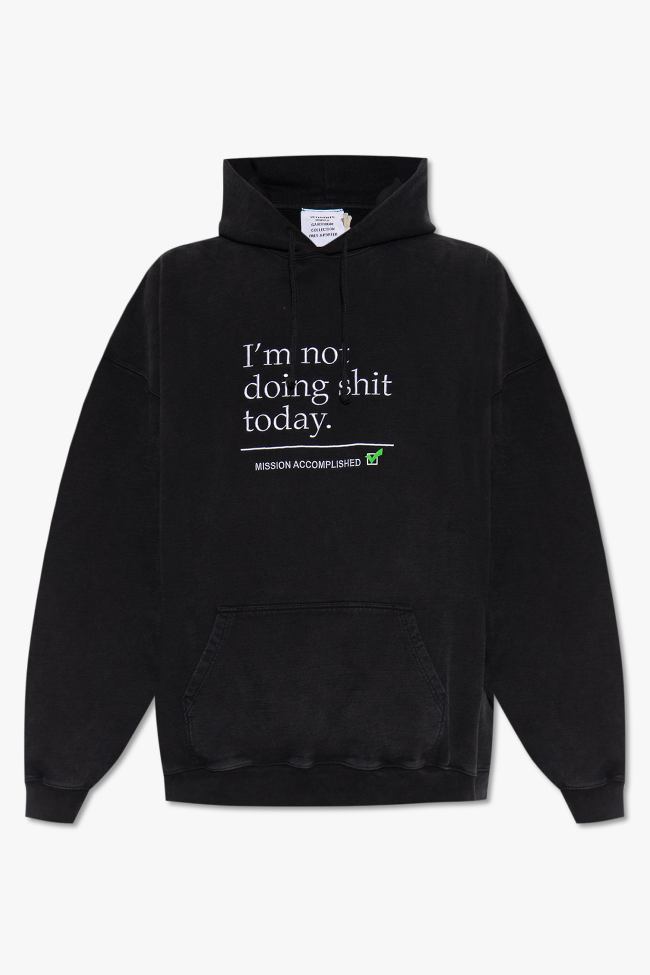 GenesinlifeShops Italy - Black Hoodie with logo VETEMENTS - A